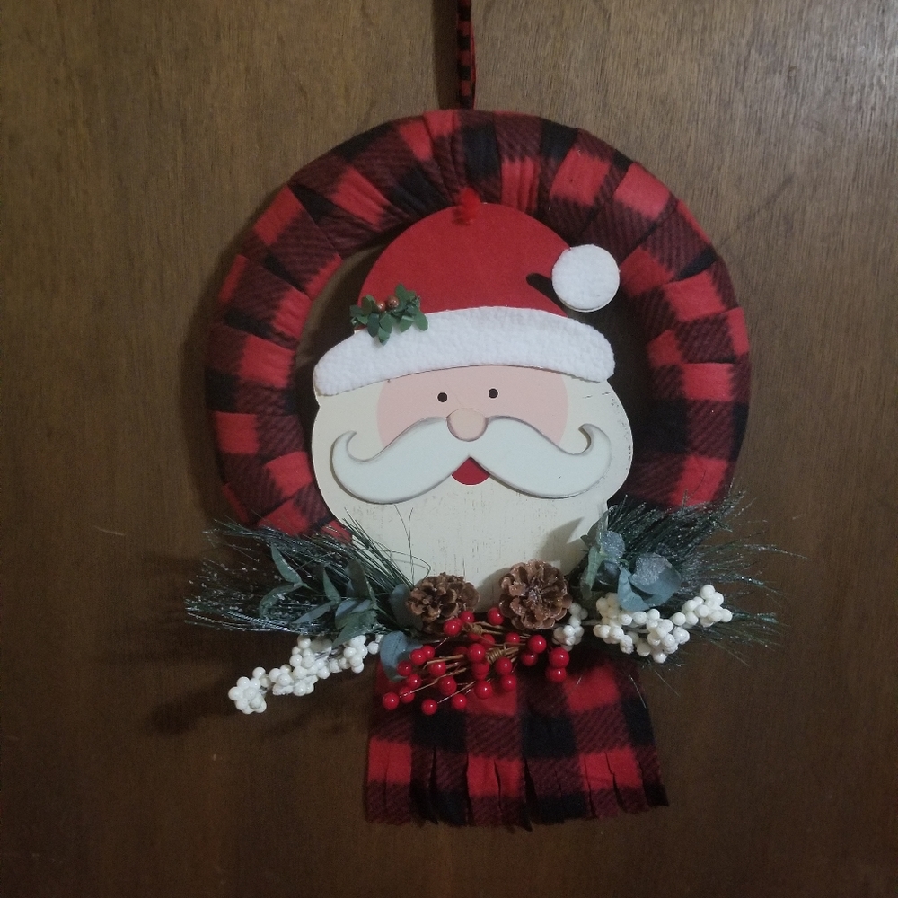 Buffalo check Santa wreath
